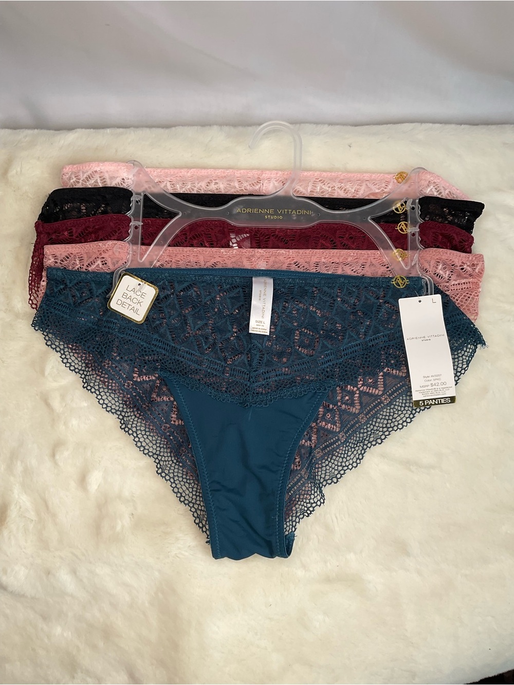 Adrienne Vittadini Studio 5-Pack Lace Bikini Panties Size L NWT Multicolor